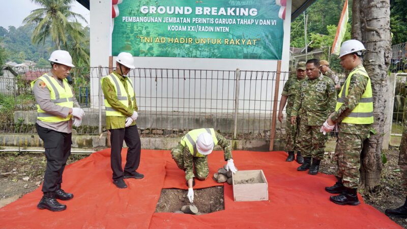 Kasrem 043/Gatam Pimpin Ground Breaking Pembangunan 30 Jembatan Perintis Garuda Tahap V dan VI Di Provinsi Lampung