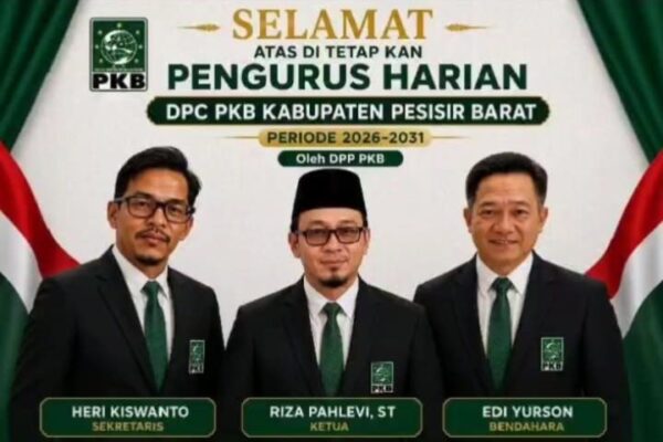 Reza Fahlevi Resmi Pimpin PKB Pesisir Barat Periode 2026–2031